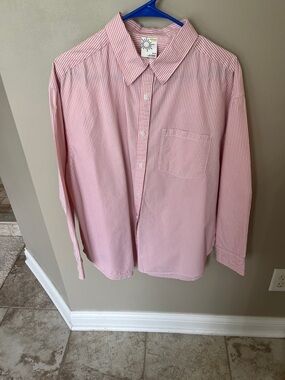 Women's Pink Striped Button-Down Blouse - worn once